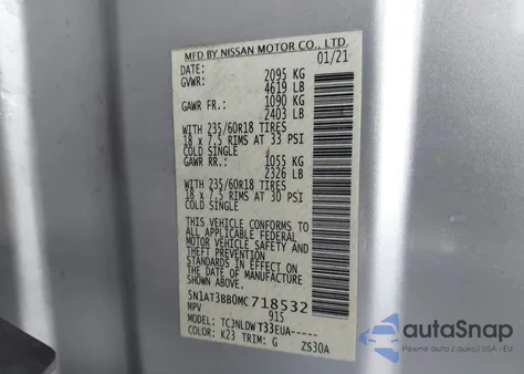 2021 Nissan Rogue Sv Intelligent Awd from USA, damaged, VIN 5N1AT3BB0MC718532